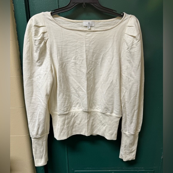 AG Adriano Goldschmied Walker Puff Sleeve Ivory sweatshirt. Pre-owned Size L - Picture 2 of 7
